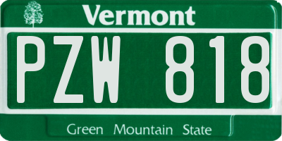 VT license plate PZW818
