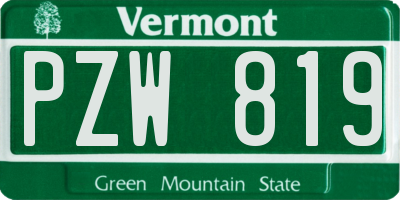 VT license plate PZW819