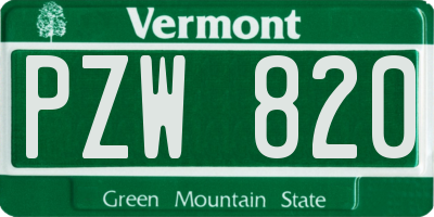 VT license plate PZW820