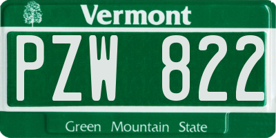 VT license plate PZW822
