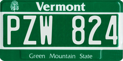 VT license plate PZW824