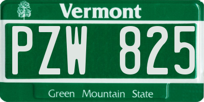VT license plate PZW825