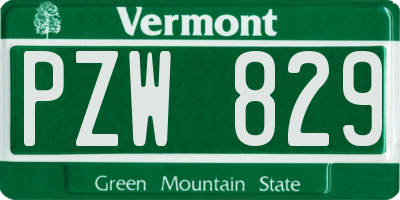 VT license plate PZW829