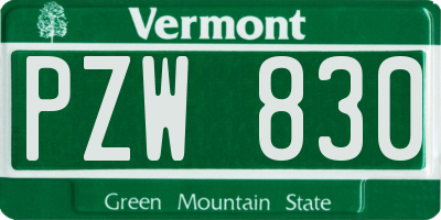 VT license plate PZW830