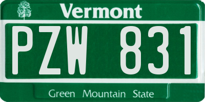 VT license plate PZW831