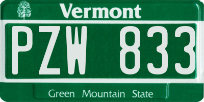 VT license plate PZW833