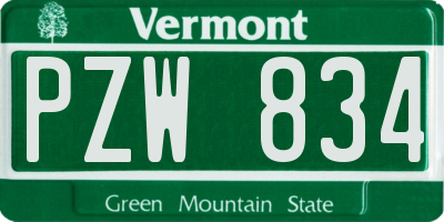 VT license plate PZW834
