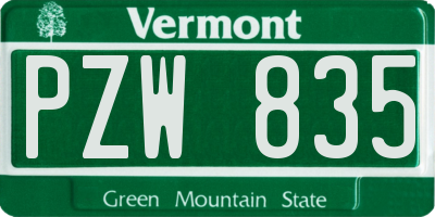 VT license plate PZW835