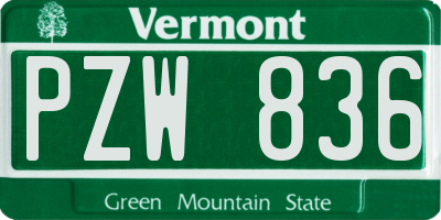 VT license plate PZW836