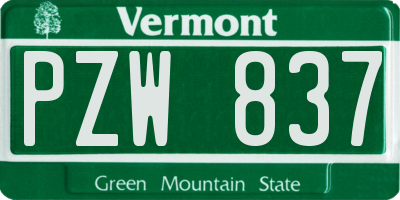 VT license plate PZW837