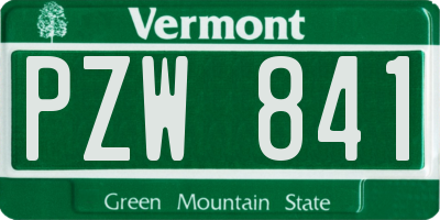 VT license plate PZW841