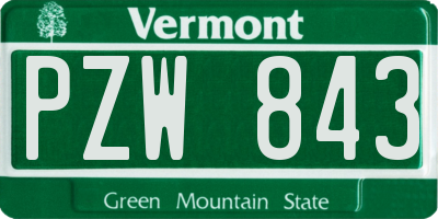 VT license plate PZW843