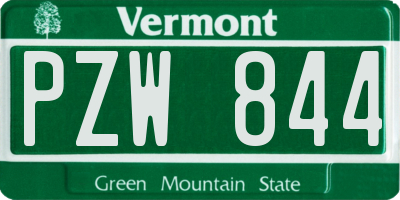 VT license plate PZW844