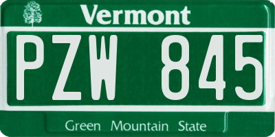 VT license plate PZW845