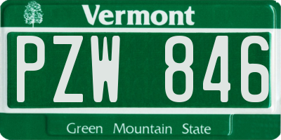 VT license plate PZW846