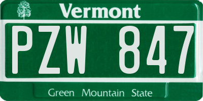 VT license plate PZW847