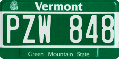 VT license plate PZW848