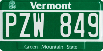 VT license plate PZW849