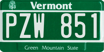 VT license plate PZW851
