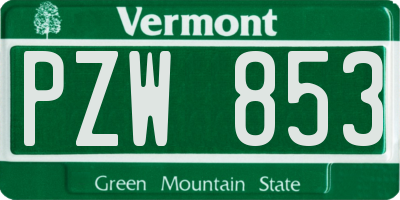 VT license plate PZW853