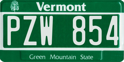 VT license plate PZW854