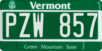 VT license plate PZW857