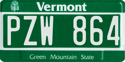 VT license plate PZW864