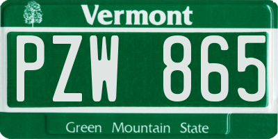 VT license plate PZW865