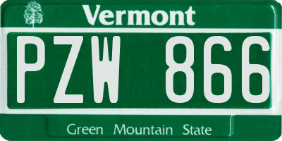 VT license plate PZW866