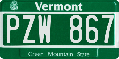 VT license plate PZW867
