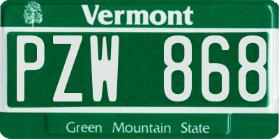 VT license plate PZW868