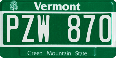 VT license plate PZW870
