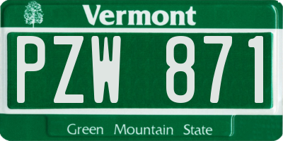 VT license plate PZW871