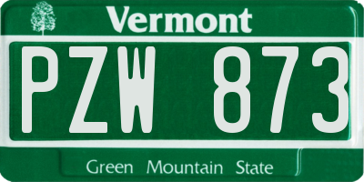 VT license plate PZW873