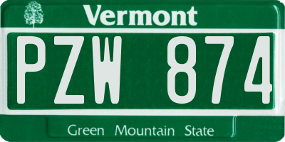 VT license plate PZW874