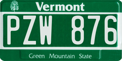 VT license plate PZW876