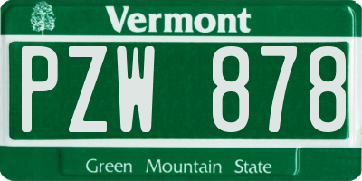 VT license plate PZW878
