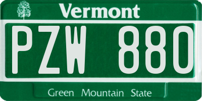 VT license plate PZW880