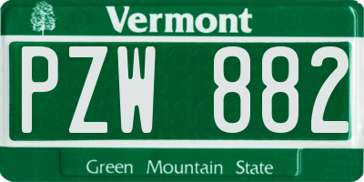 VT license plate PZW882