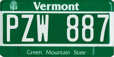 VT license plate PZW887