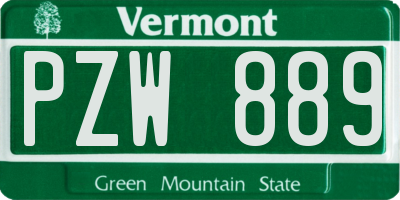 VT license plate PZW889