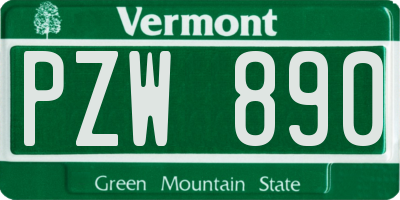VT license plate PZW890