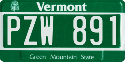 VT license plate PZW891