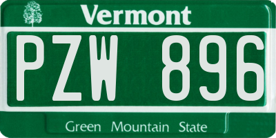 VT license plate PZW896