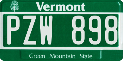 VT license plate PZW898