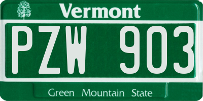 VT license plate PZW903