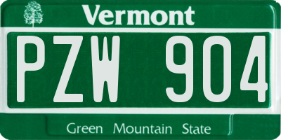 VT license plate PZW904