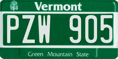 VT license plate PZW905