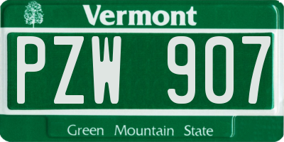 VT license plate PZW907