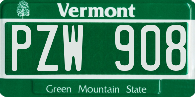 VT license plate PZW908
